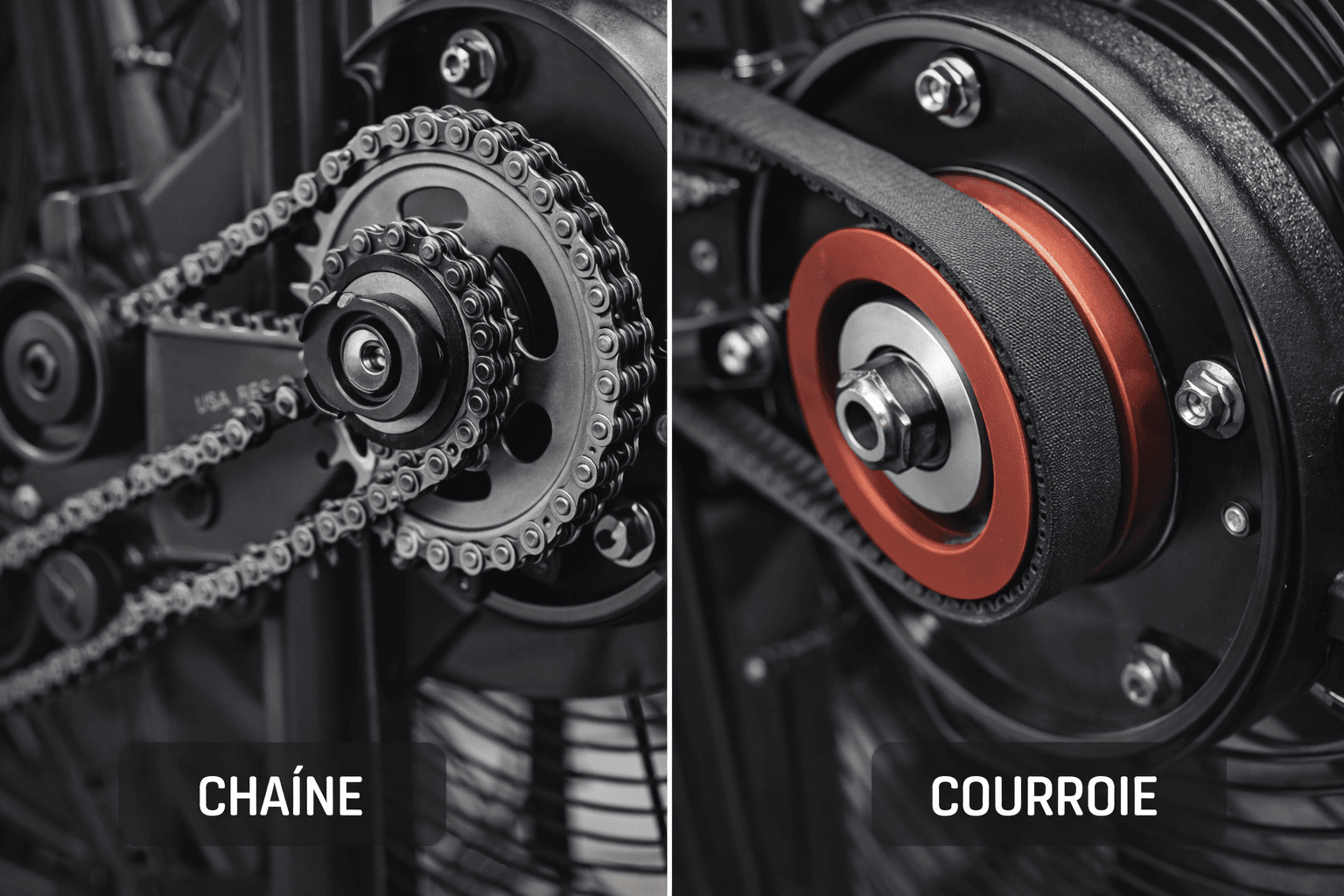 Transmission chaîne vs courroie
